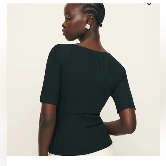 Reformation Eloise Knit Top Black - Size M - Picture 3 of 4